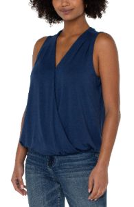 SLEEVELESS V-NECK DRAPE FRONT KNIT TOP sold by Liverpool Jeans Company