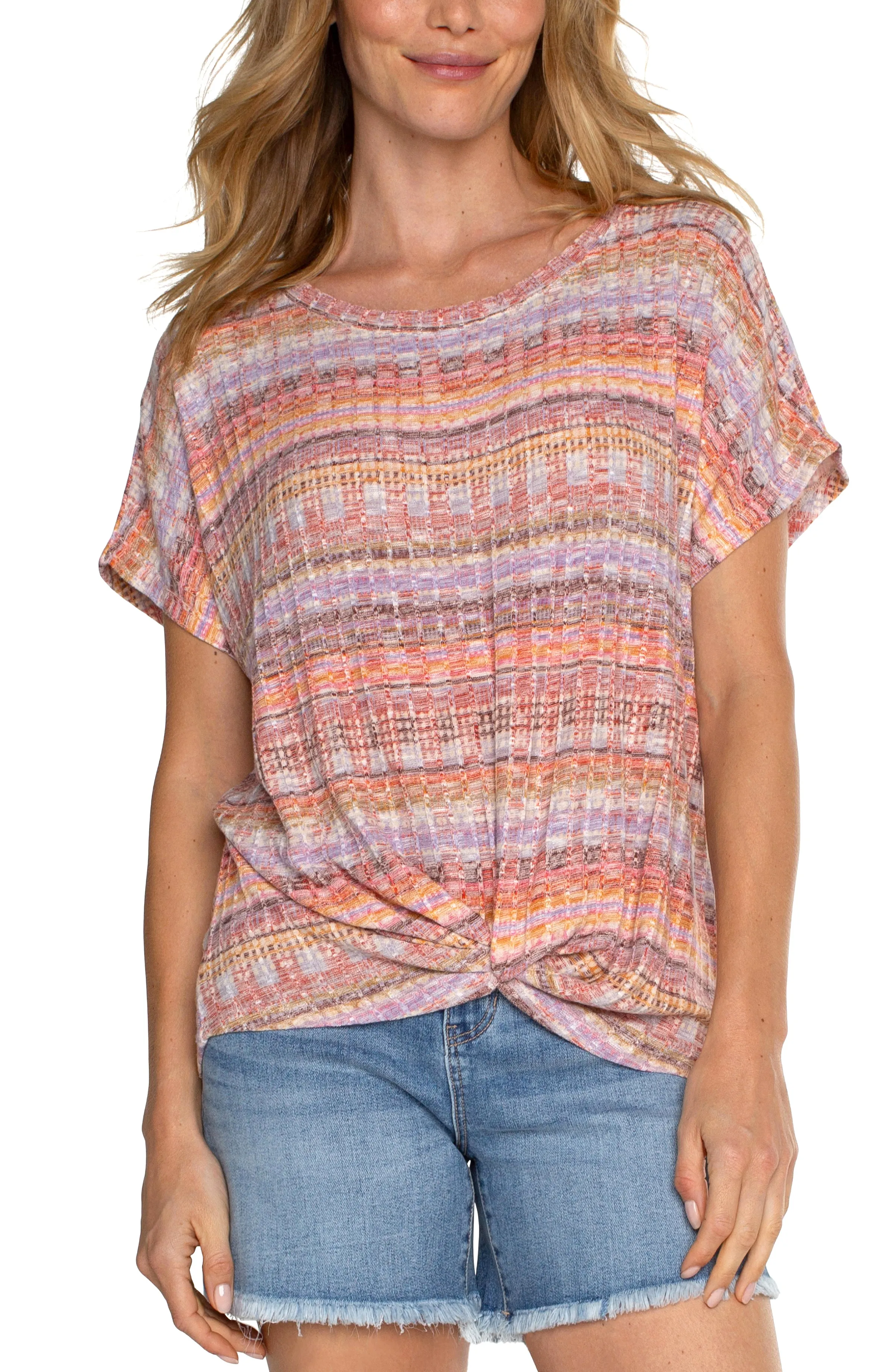 BOAT NECK TEE WITH TWISTED FRONT DETAIL sold by Liverpool Jeans Company