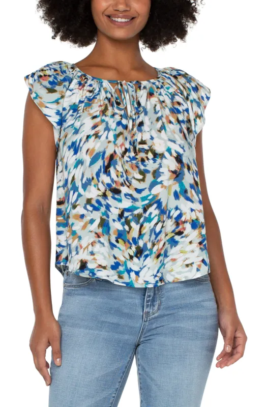 PETAL SLEEVE WOVEN TOP sold by Liverpool Jeans Company