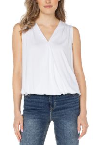SLEEVELESS V-NECK DRAPE FRONT KNIT TOP sold by Liverpool Jeans Company