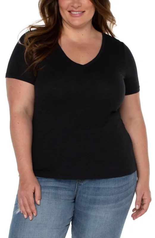 SLIM FIT V-NECK SLUB KNIT TEE sold by Liverpool Jeans Company