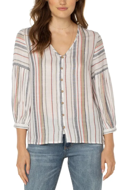 BUTTON FRONT PEASANT BLOUSE sold by Liverpool Jeans Company