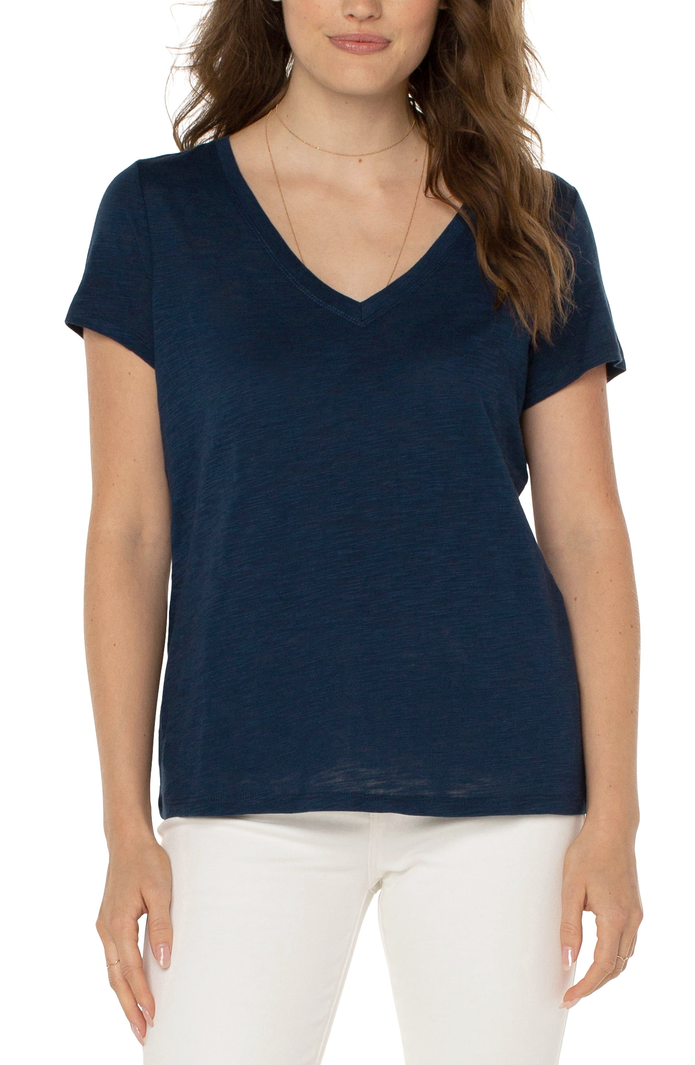 SLIM FIT V-NECK SLUB KNIT TEE sold by Liverpool Jeans Company