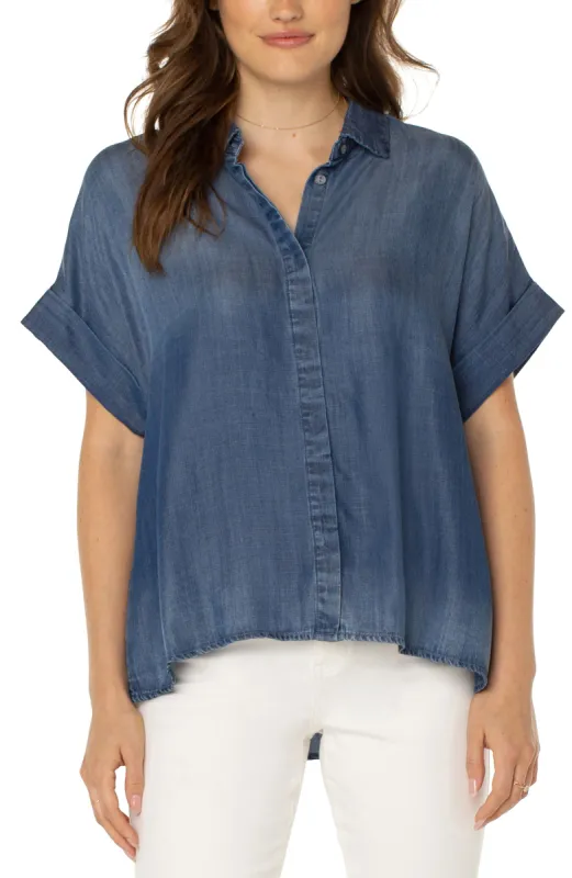 PETITE COLLARED CAMP SHIRT sold by Liverpool Jeans Company