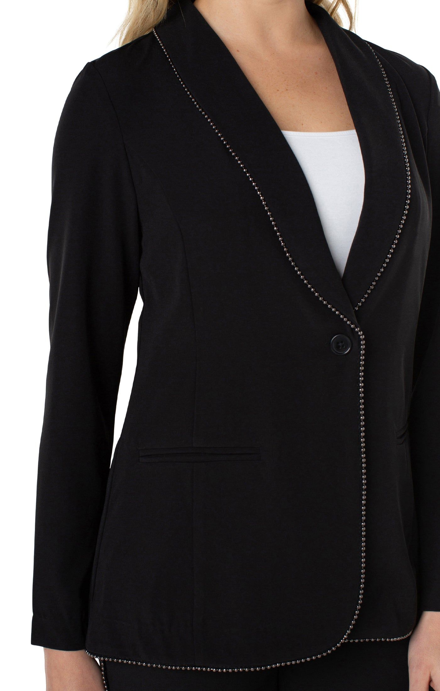 SHAWL COLLAR BLAZER WITH CHAIN DETAIL sold by Liverpool Jeans Company product image thumbnail 3