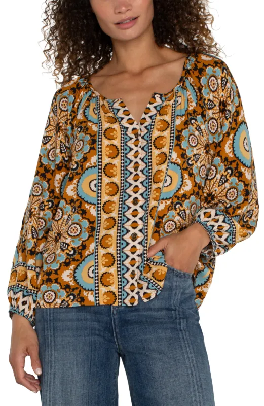 PETITE LONG SLEEVE BUTTON FRONT WOVEN BLOUSE sold by Liverpool Jeans Company
