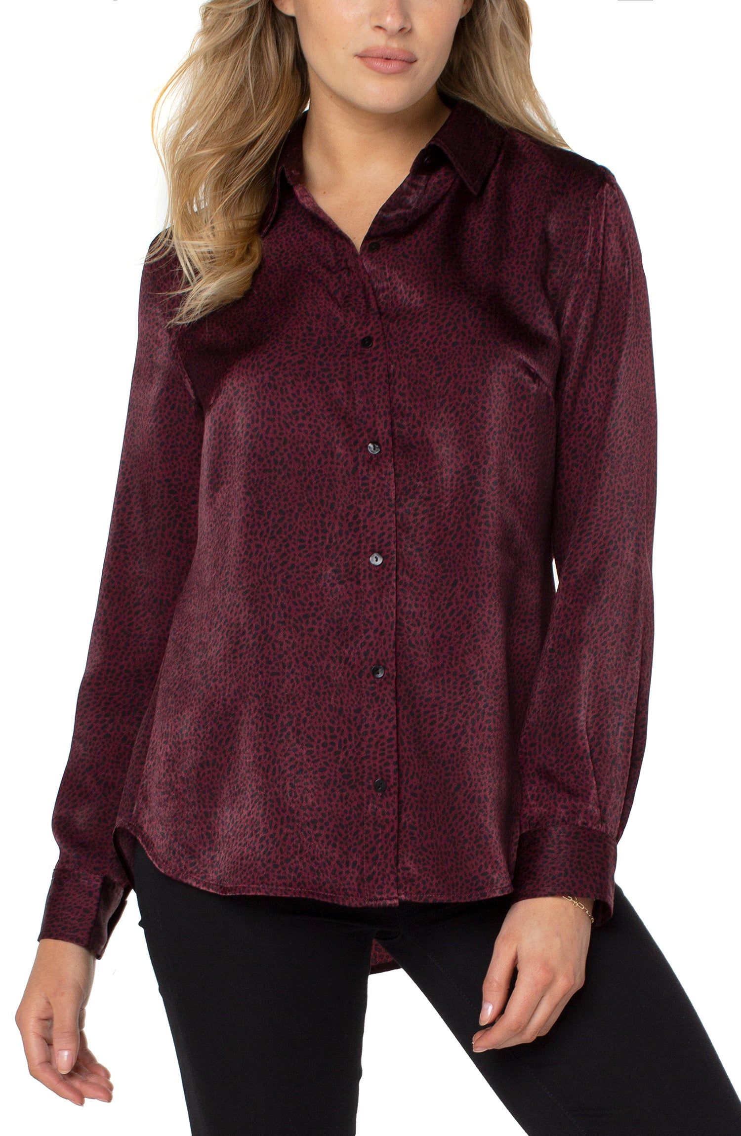 BUTTON UP WOVEN BLOUSE sold by Liverpool Jeans Company