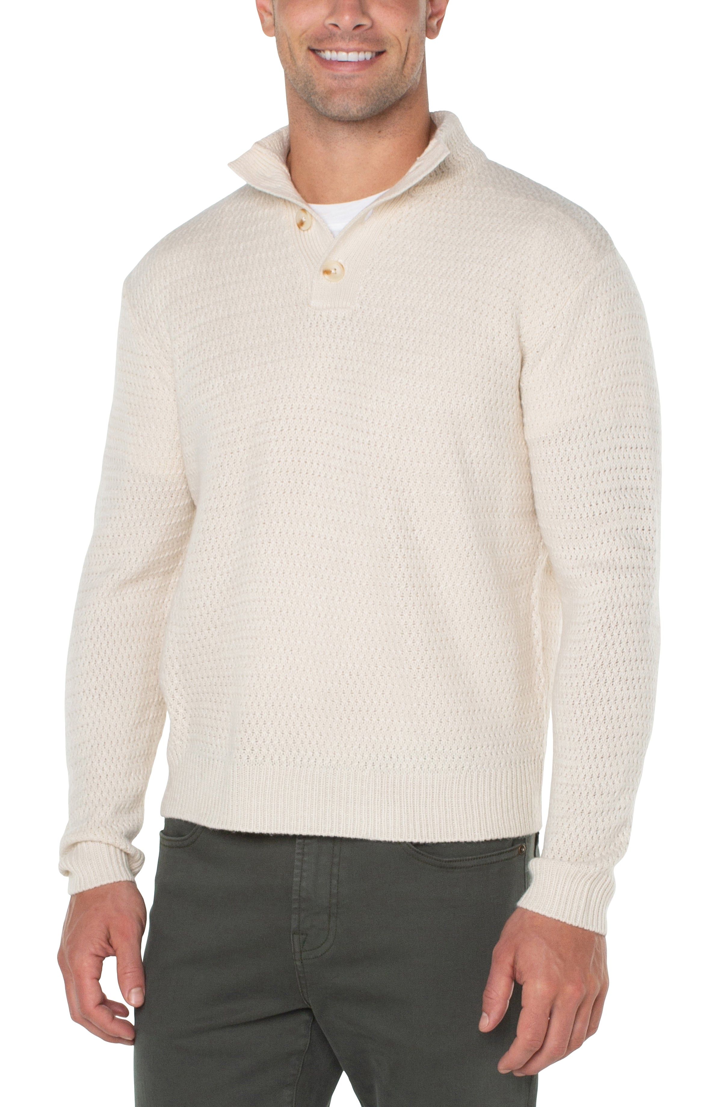 BUTTON MOCK NECK SWEATER sold by Liverpool Jeans Company product image thumbnail 4