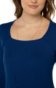SQUARE NECK 3/4 SLEEVE RIB KNIT TOP sold by Liverpool Jeans Company