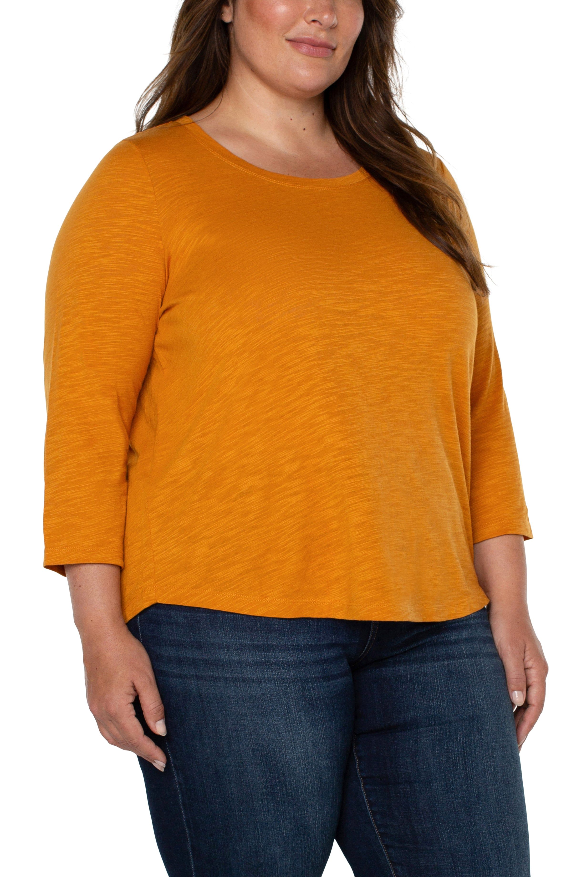 3/4 SLEEVE SCOOP KNECK SLUB KNIT TEE sold by Liverpool Jeans Company product image thumbnail 3