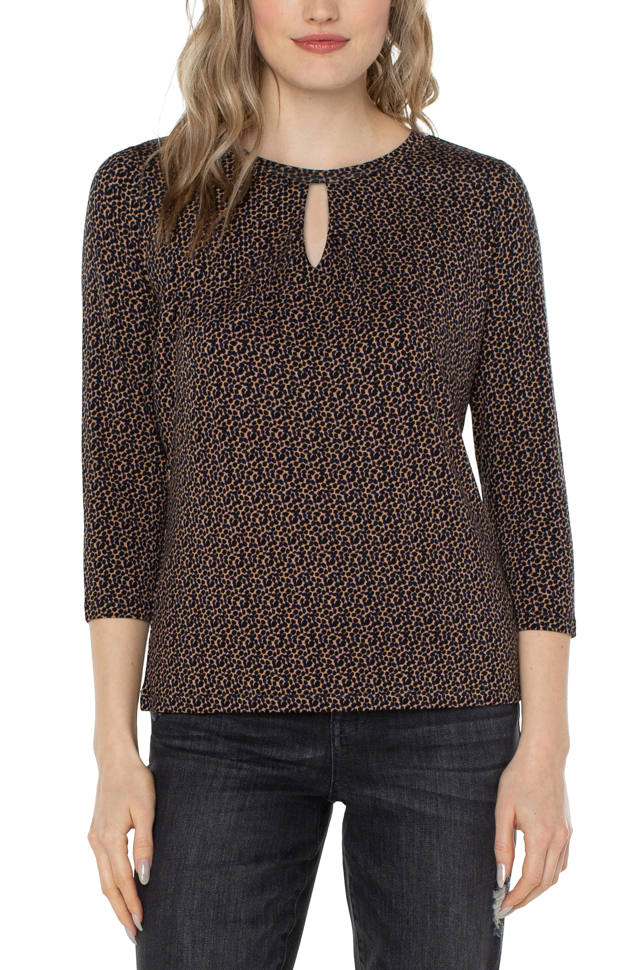 PETITE CREW NECK TOP WITH PLEATED FRONT sold by Liverpool Jeans Company