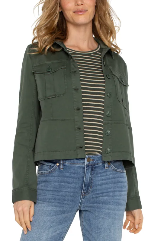 TRUCKER JACKET WITH PEPLUM HEM sold by Liverpool Jeans Company