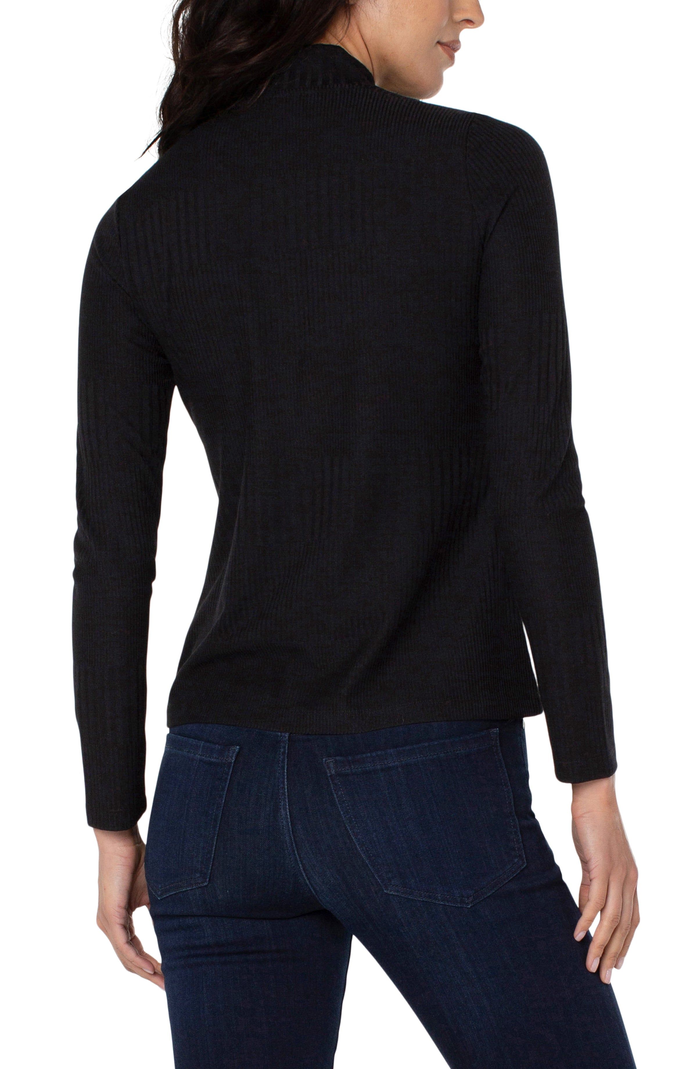 MOCK NECK LONG SLEEVE RIB KNIT TOP sold by Liverpool Jeans Company product image thumbnail 3