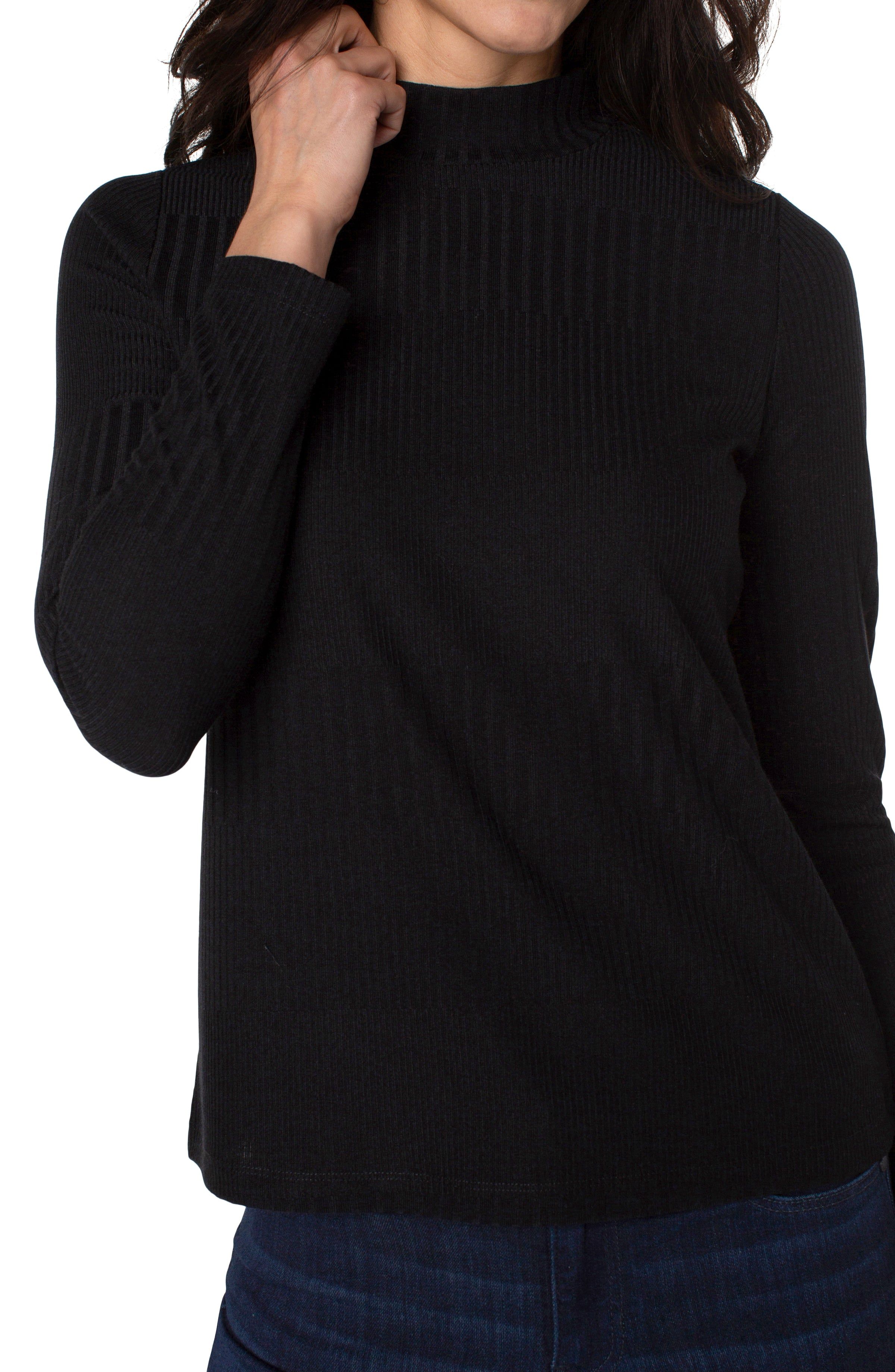 MOCK NECK LONG SLEEVE RIB KNIT TOP sold by Liverpool Jeans Company product image thumbnail 2