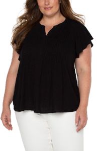 FLUTTER SLEEVE POPOVER BLOUSE WITH PIN TUCKS sold by Liverpool Jeans Company