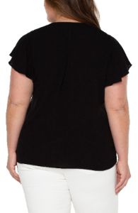 FLUTTER SLEEVE POPOVER BLOUSE WITH PIN TUCKS sold by Liverpool Jeans Company
