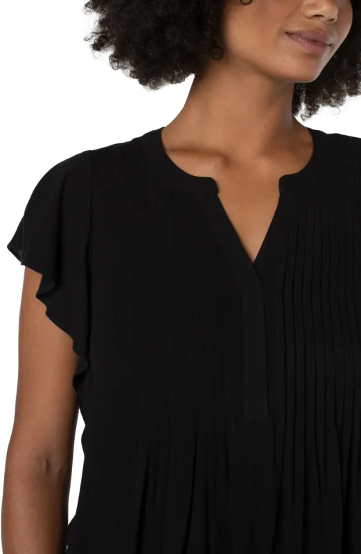 FLUTTER SLEEVE POPOVER BLOUSE WITH PIN TUCKS sold by Liverpool Jeans Company