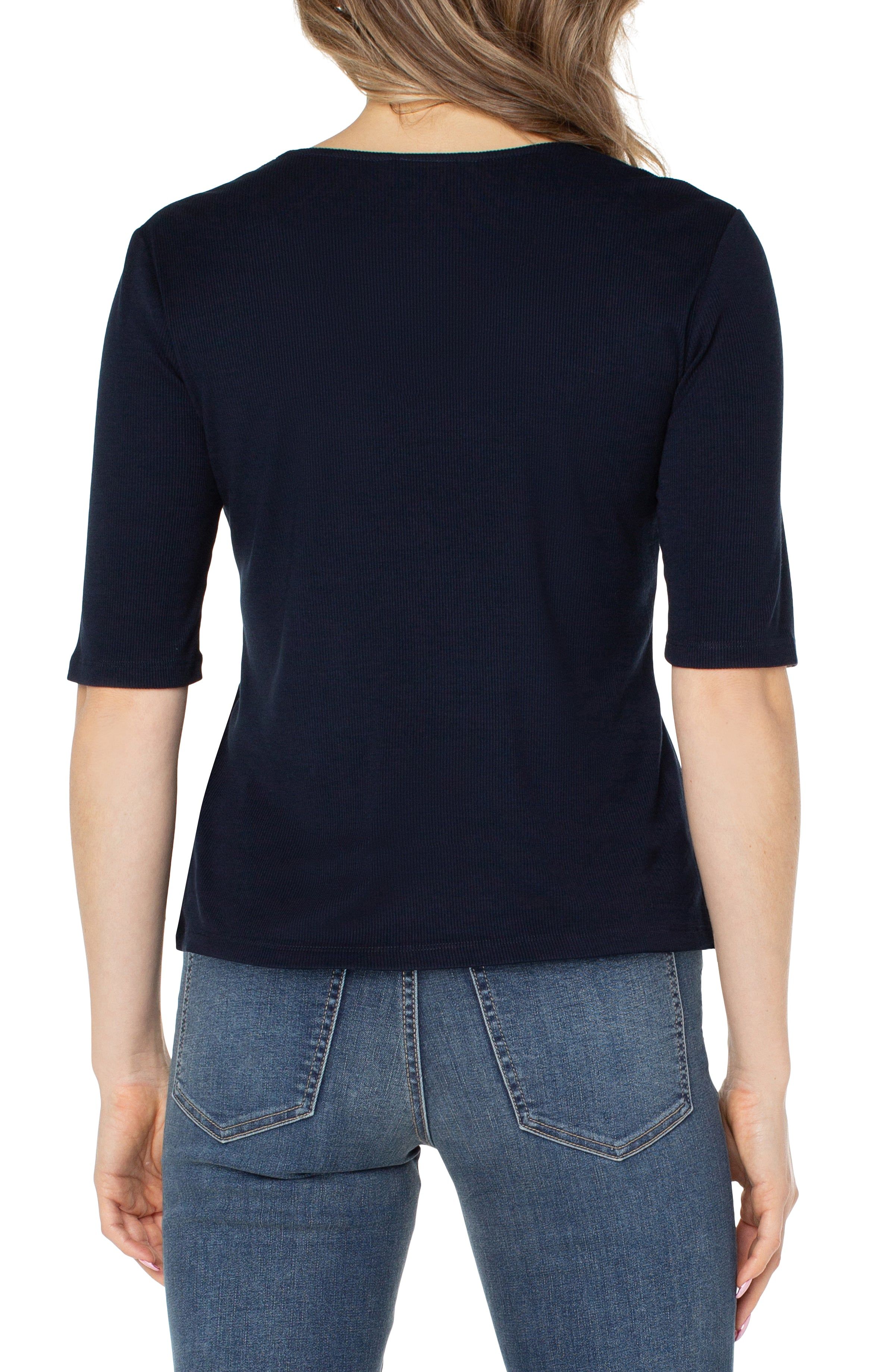 DOUBLE LAYER V-NECK RIB KNIT TOP sold by Liverpool Jeans Company product image thumbnail 2