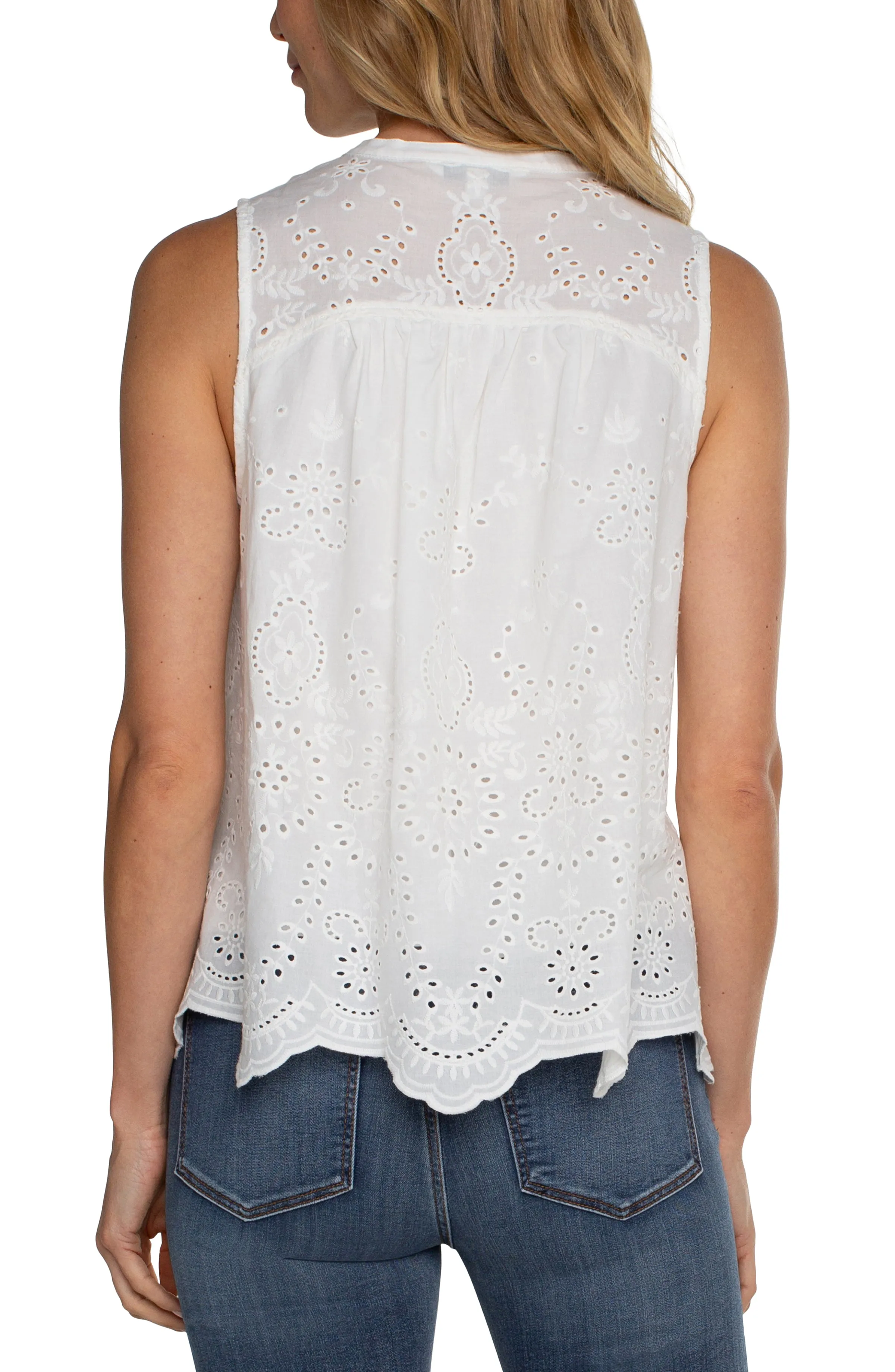 SLEEVELESS WOVEN EYELET TOP sold by Liverpool Jeans Company product image thumbnail 2