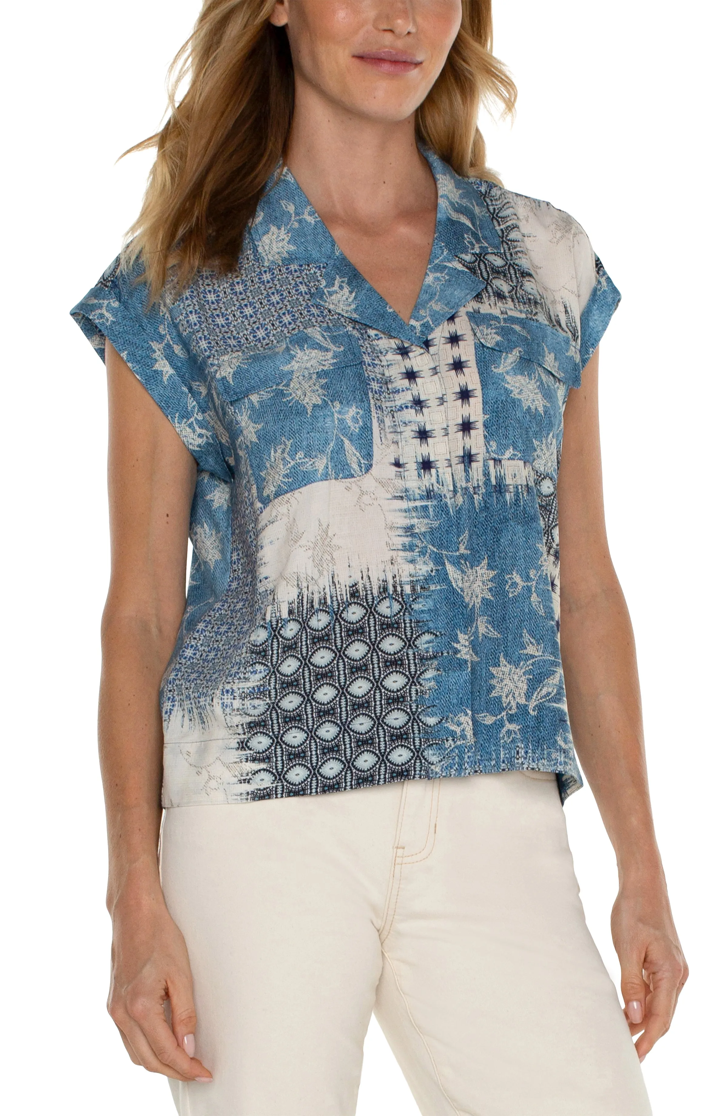 CROPPED DOLMAN CAMP SHIRT sold by Liverpool Jeans Company