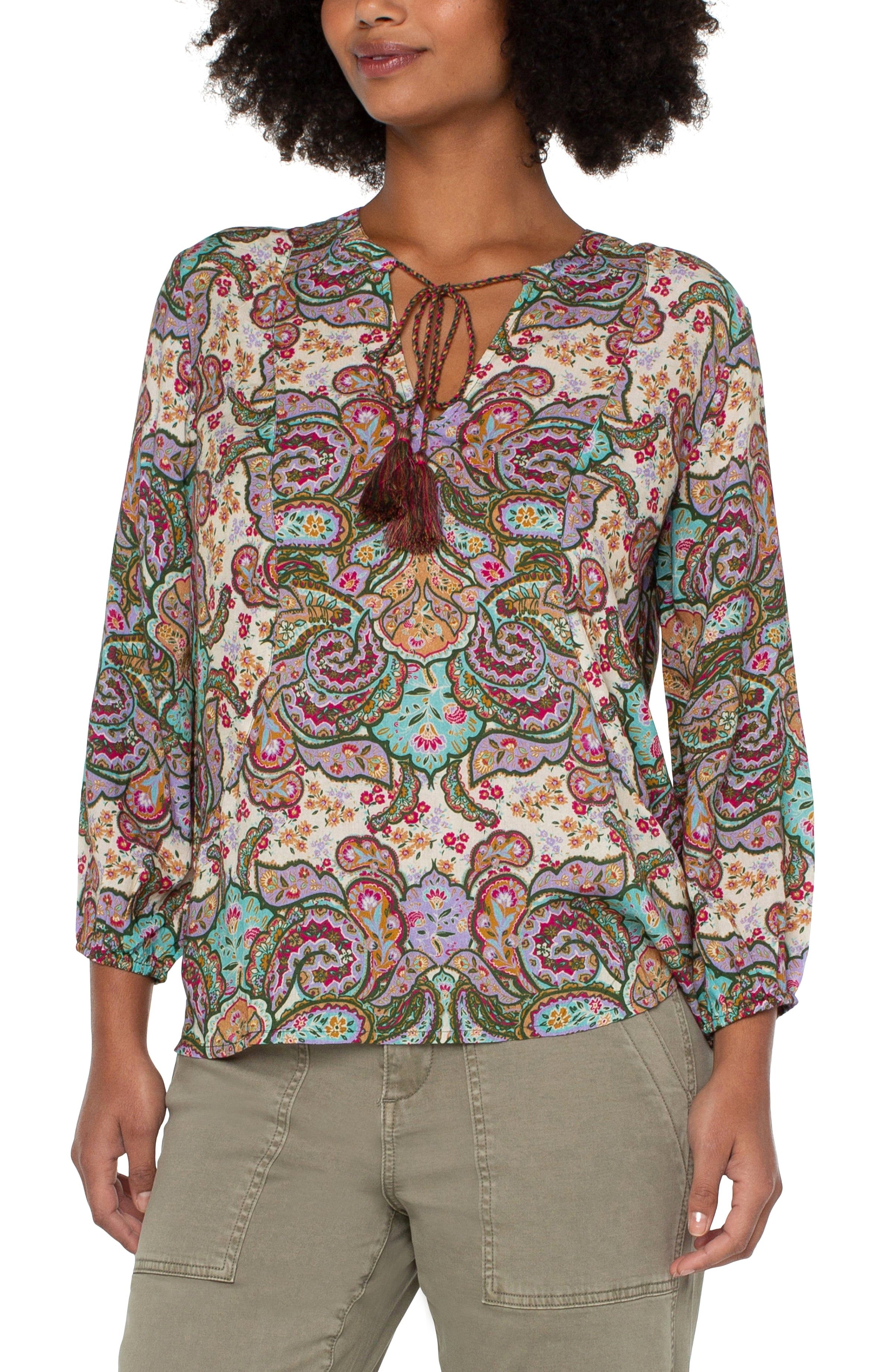 TIE FRONT POPOVER BLOUSE sold by Liverpool Jeans Company