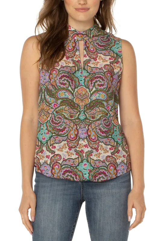 MOCK NECK SLIT FRONT SLEEVELESS TOP sold by Liverpool Jeans Company