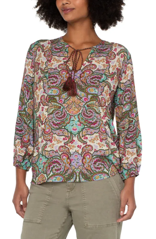 TIE FRONT POPOVER BLOUSE sold by Liverpool Jeans Company