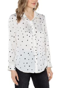 BUTTON UP WOVEN BLOUSE sold by Liverpool Jeans Company