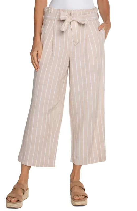 PLEATED CROP TROUSER WITH SELF BELT sold by Liverpool Jeans Company