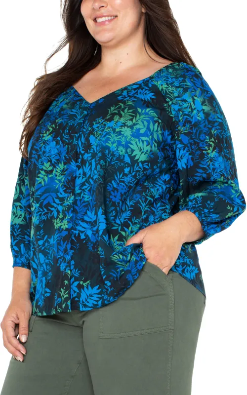 3/4 SLEEVE SWEETHEART NECK WOVEN BLOUSE sold by Liverpool Jeans Company