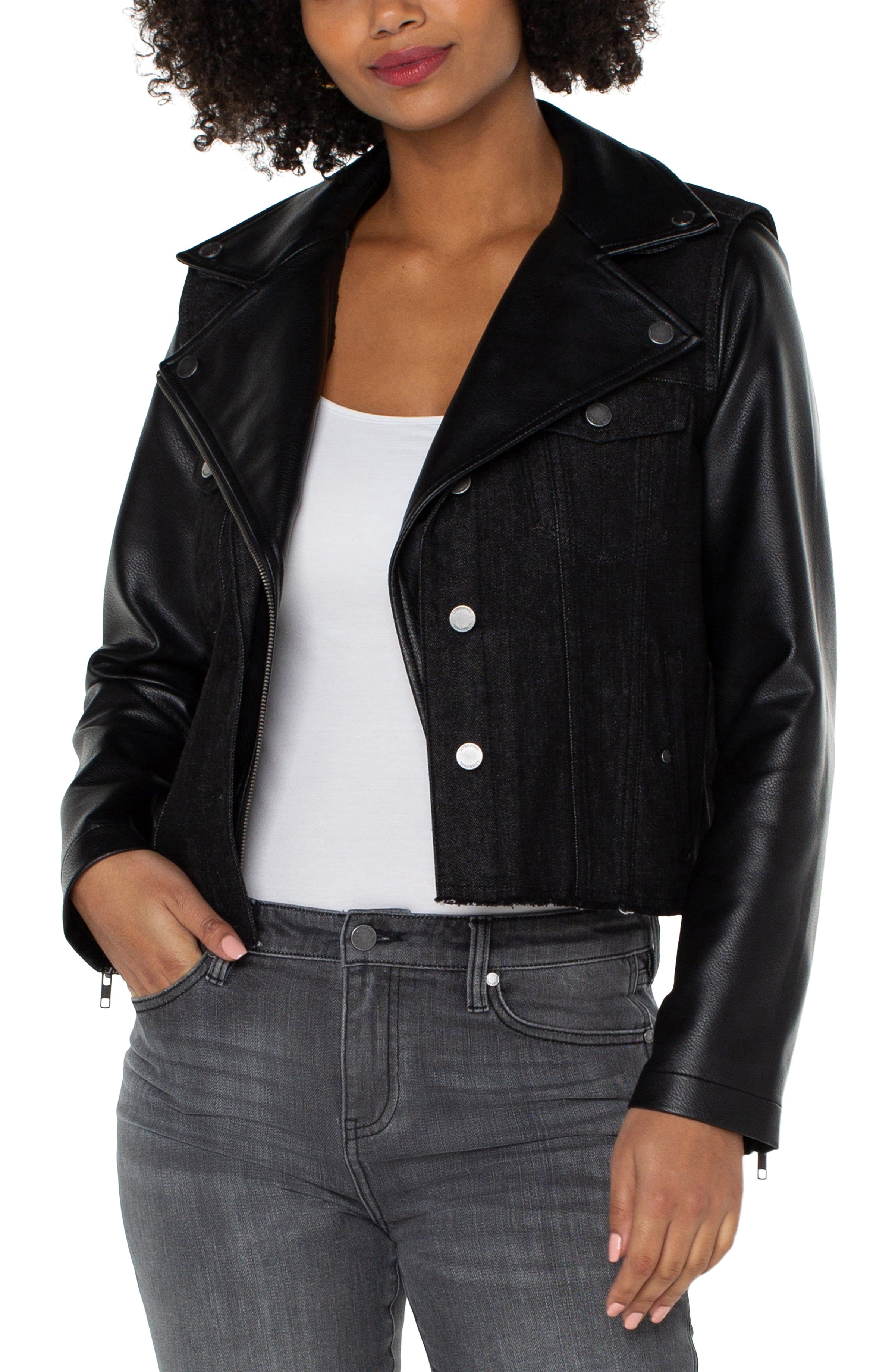 DENIM HYBRID MOTO JACKET sold by Liverpool Jeans Company product image thumbnail 4