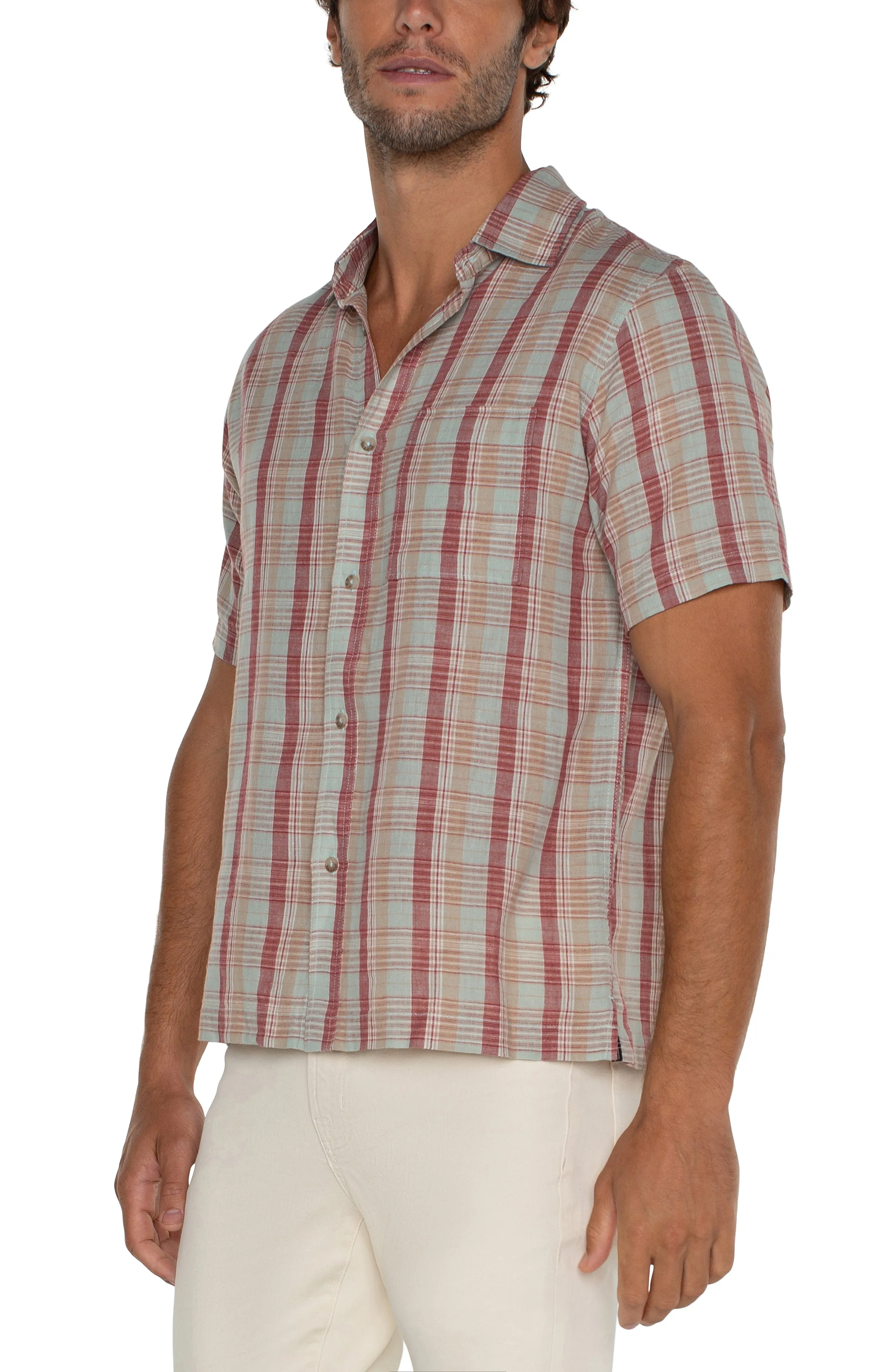 BUTTON UP SHORT SLEEVE SHIRT sold by Liverpool Jeans Company product image thumbnail 4