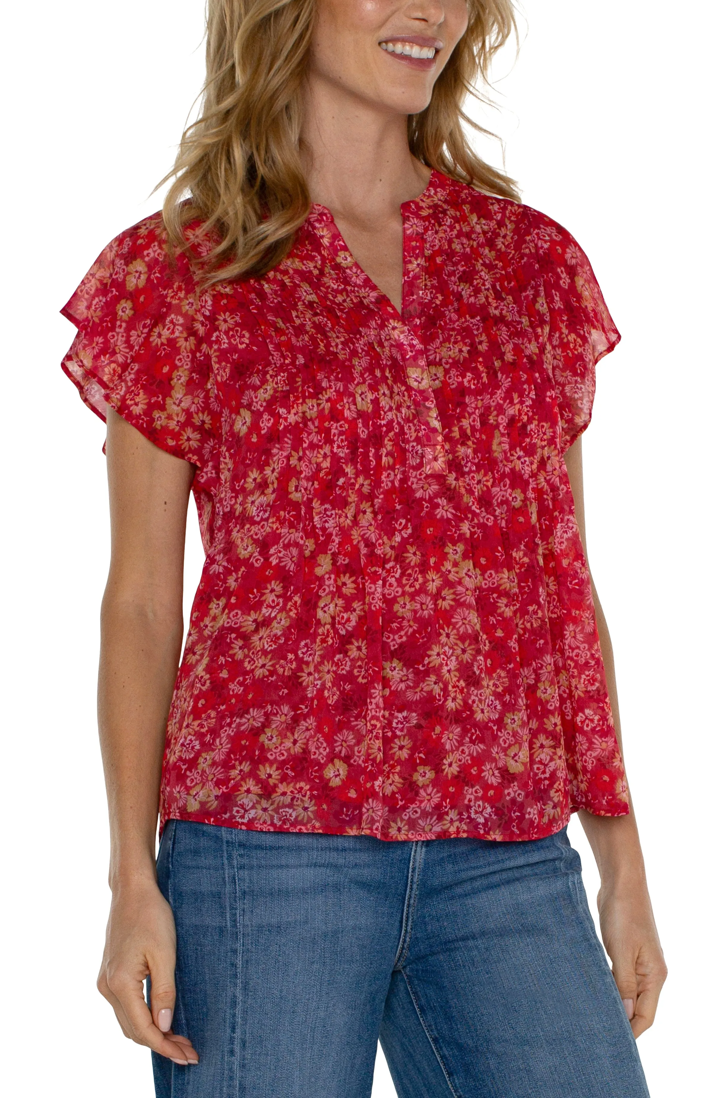 DOUBLE LAYER FLUTTER SLEEVE BLOUSE sold by Liverpool Jeans Company product image thumbnail 5