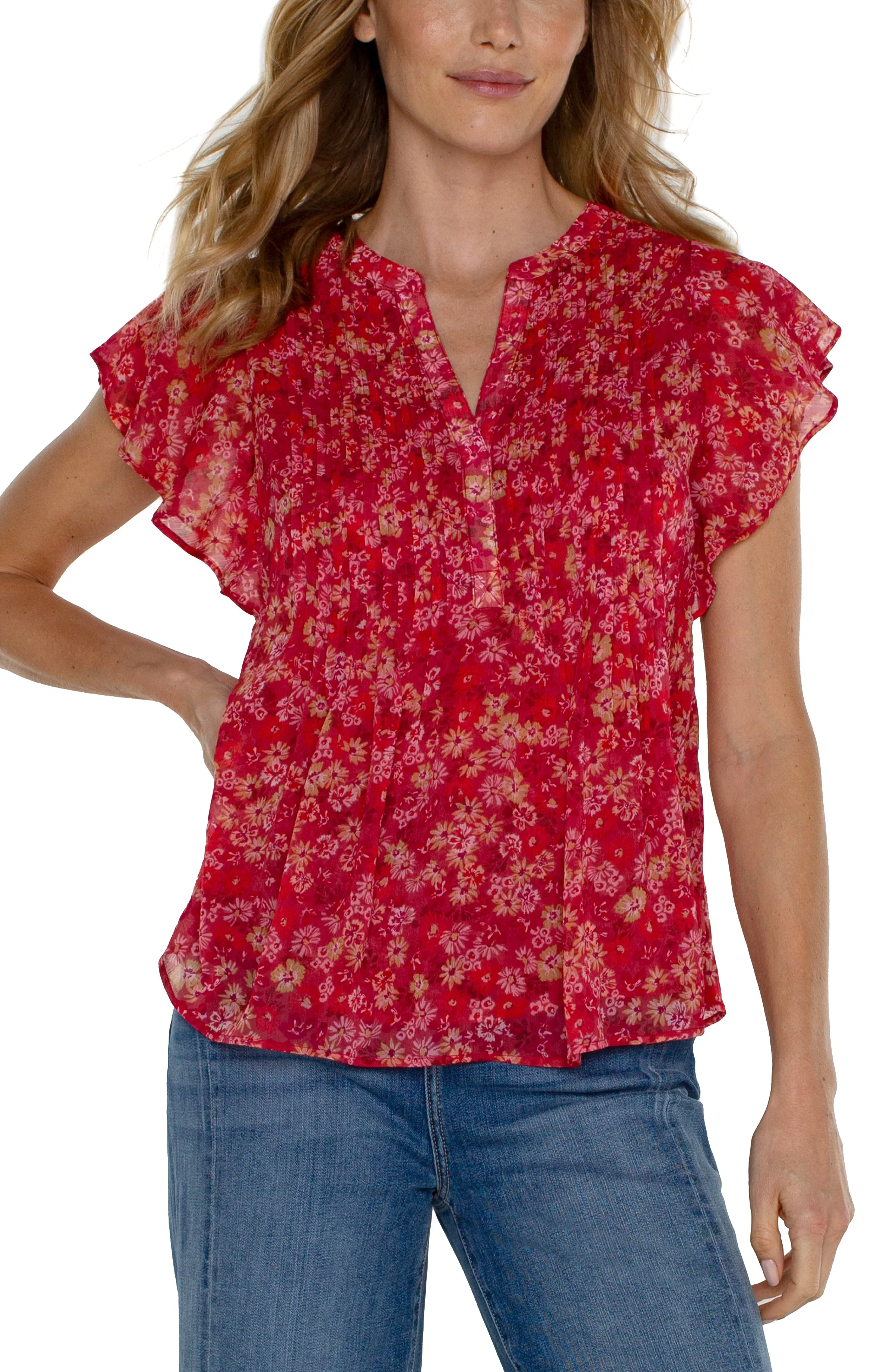DOUBLE LAYER FLUTTER SLEEVE BLOUSE sold by Liverpool Jeans Company