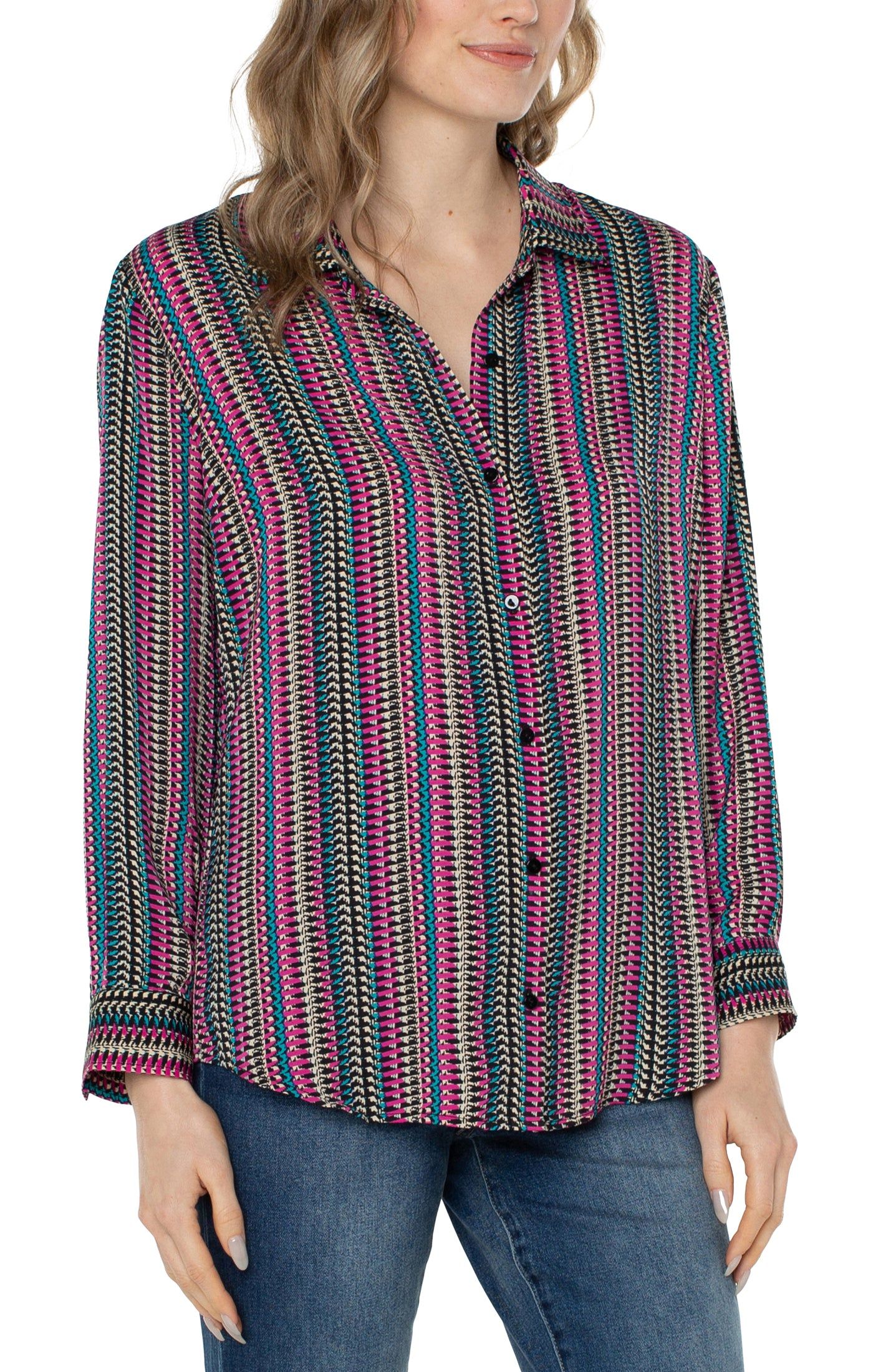 BUTTON UP WOVEN BLOUSE sold by Liverpool Jeans Company product image thumbnail 3