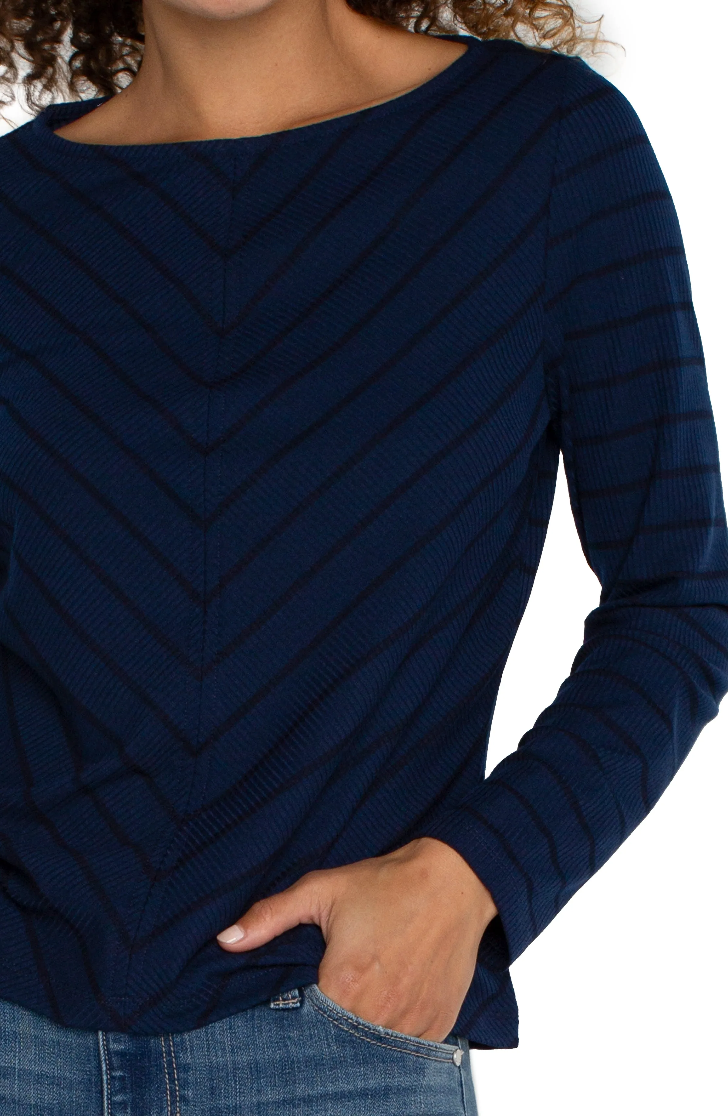 LONG SLEEVE MITER KNIT TOP sold by Liverpool Jeans Company product image thumbnail 3