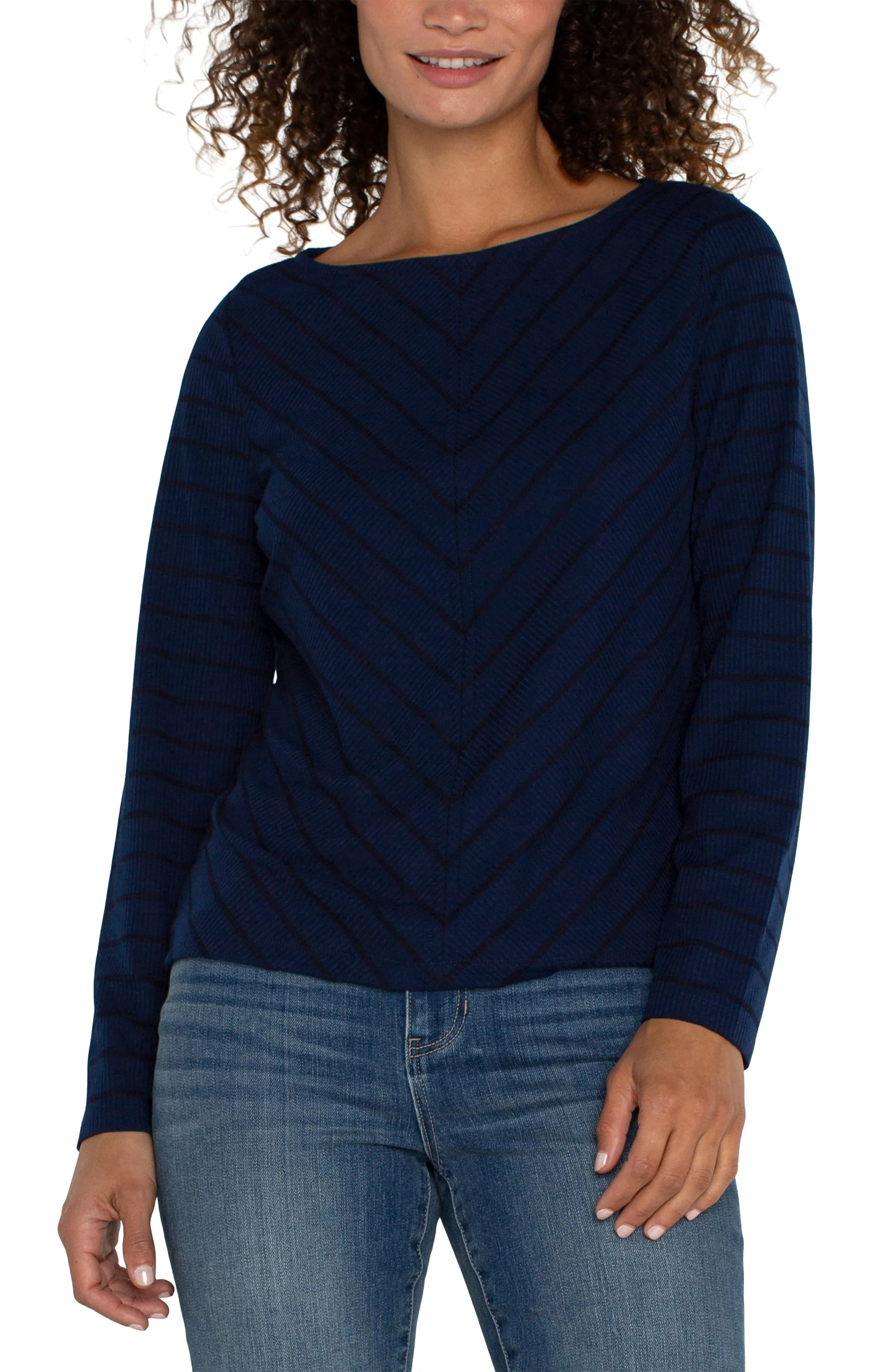 LONG SLEEVE MITER KNIT TOP sold by Liverpool Jeans Company