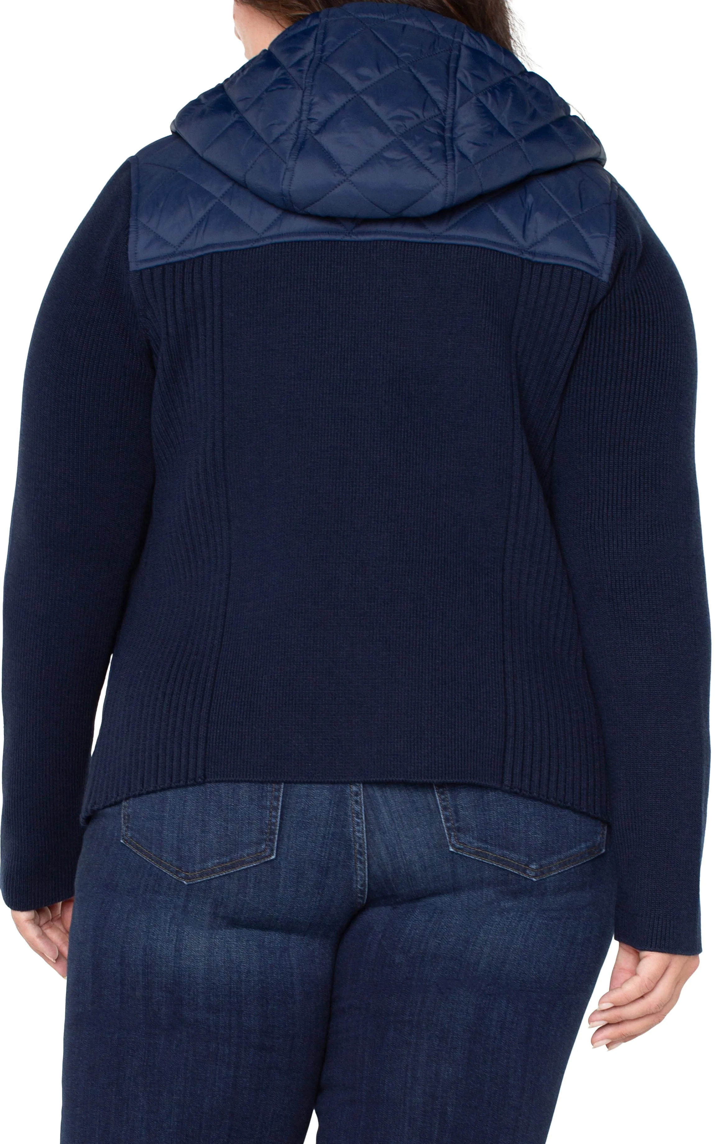 QUILTED FRONT FULL ZIP HOODED SWEATER sold by Liverpool Jeans Company product image thumbnail 2