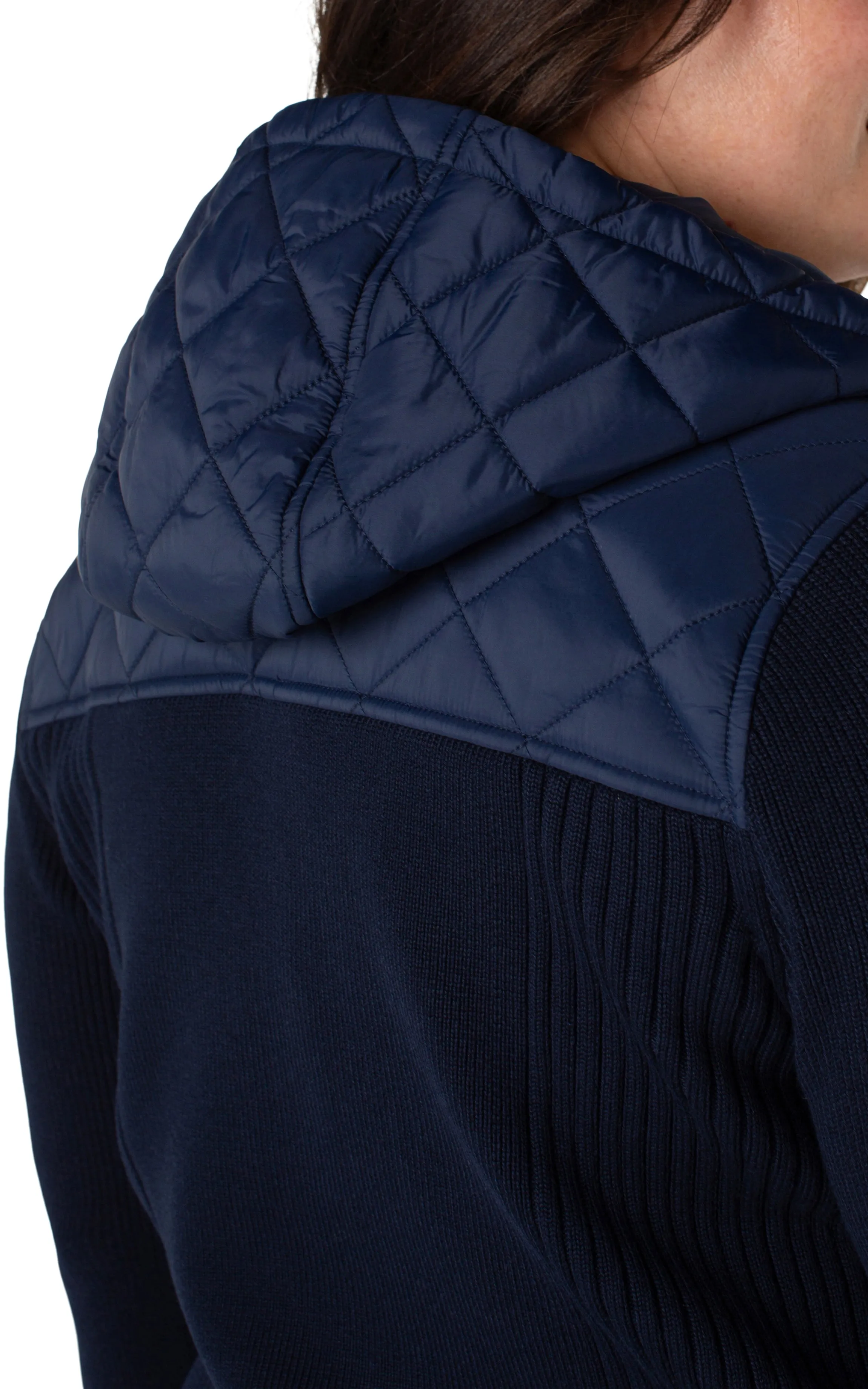 QUILTED FRONT FULL ZIP HOODED SWEATER sold by Liverpool Jeans Company product image thumbnail 4