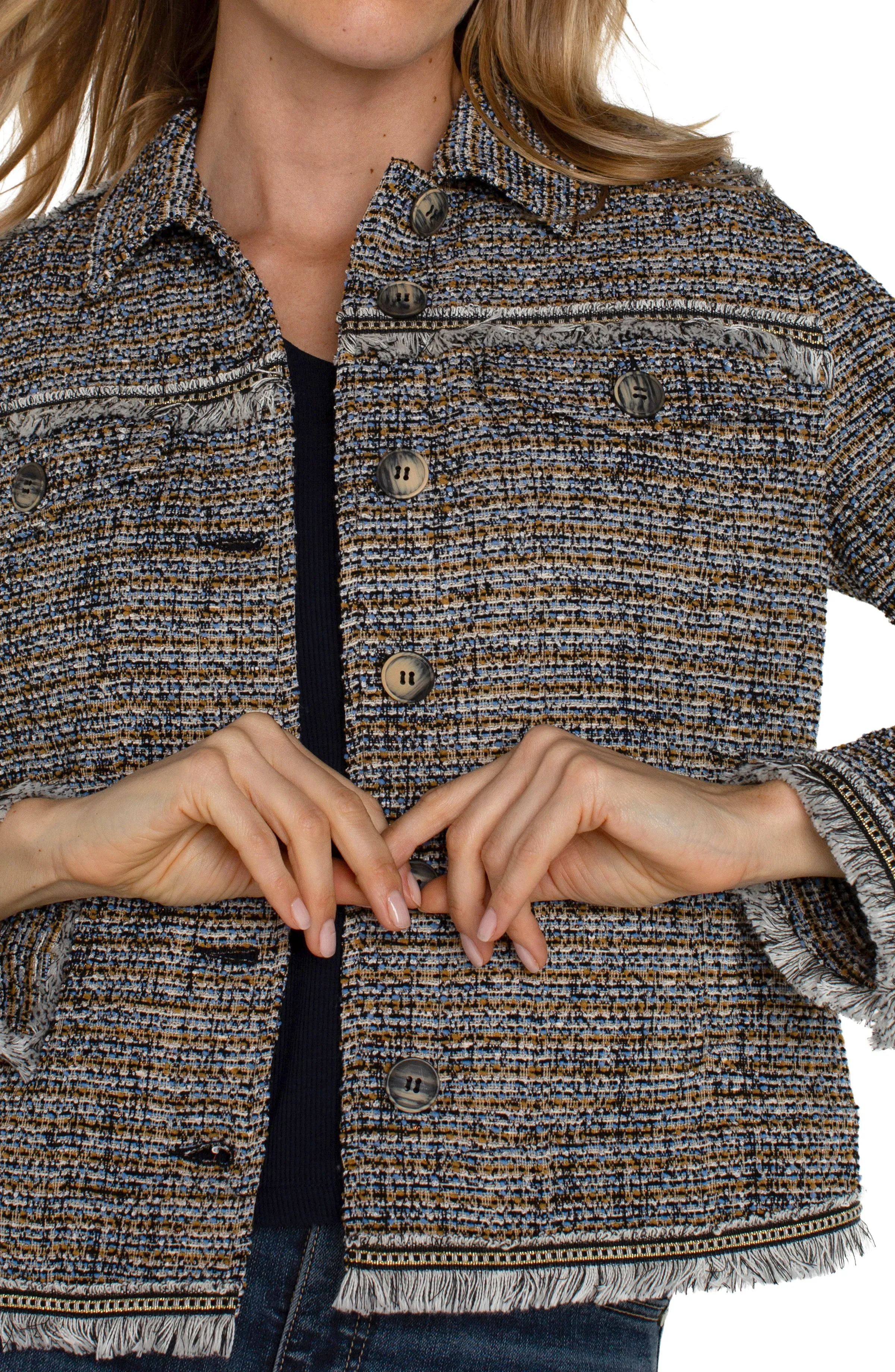 TRUCKER JACKET WITH FRAY SEAMING sold by Liverpool Jeans Company product image thumbnail 3