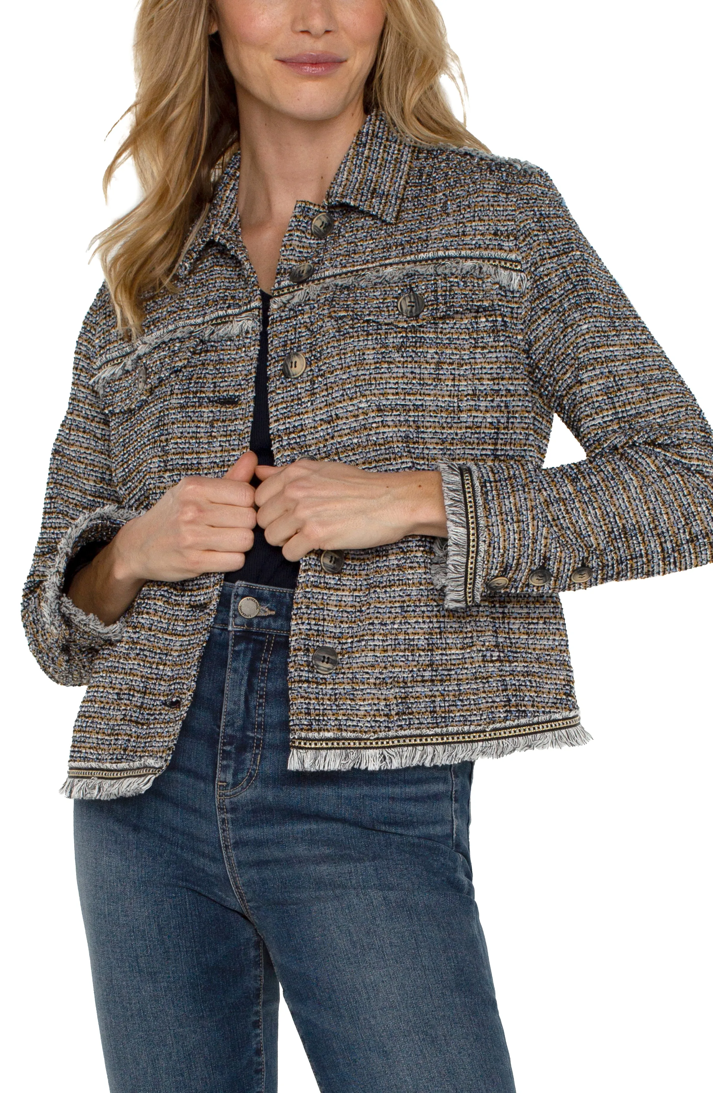 TRUCKER JACKET WITH FRAY SEAMING sold by Liverpool Jeans Company product image thumbnail 4