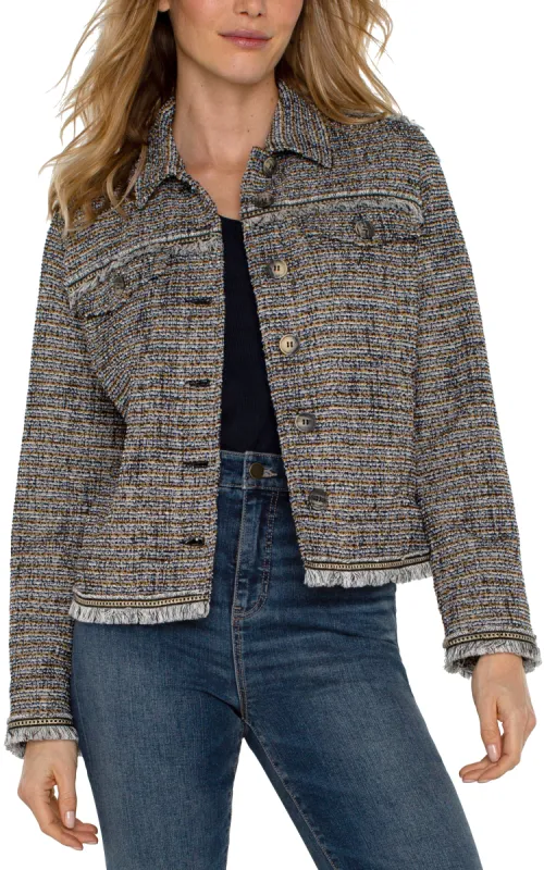 TRUCKER JACKET WITH FRAY SEAMING sold by Liverpool Jeans Company