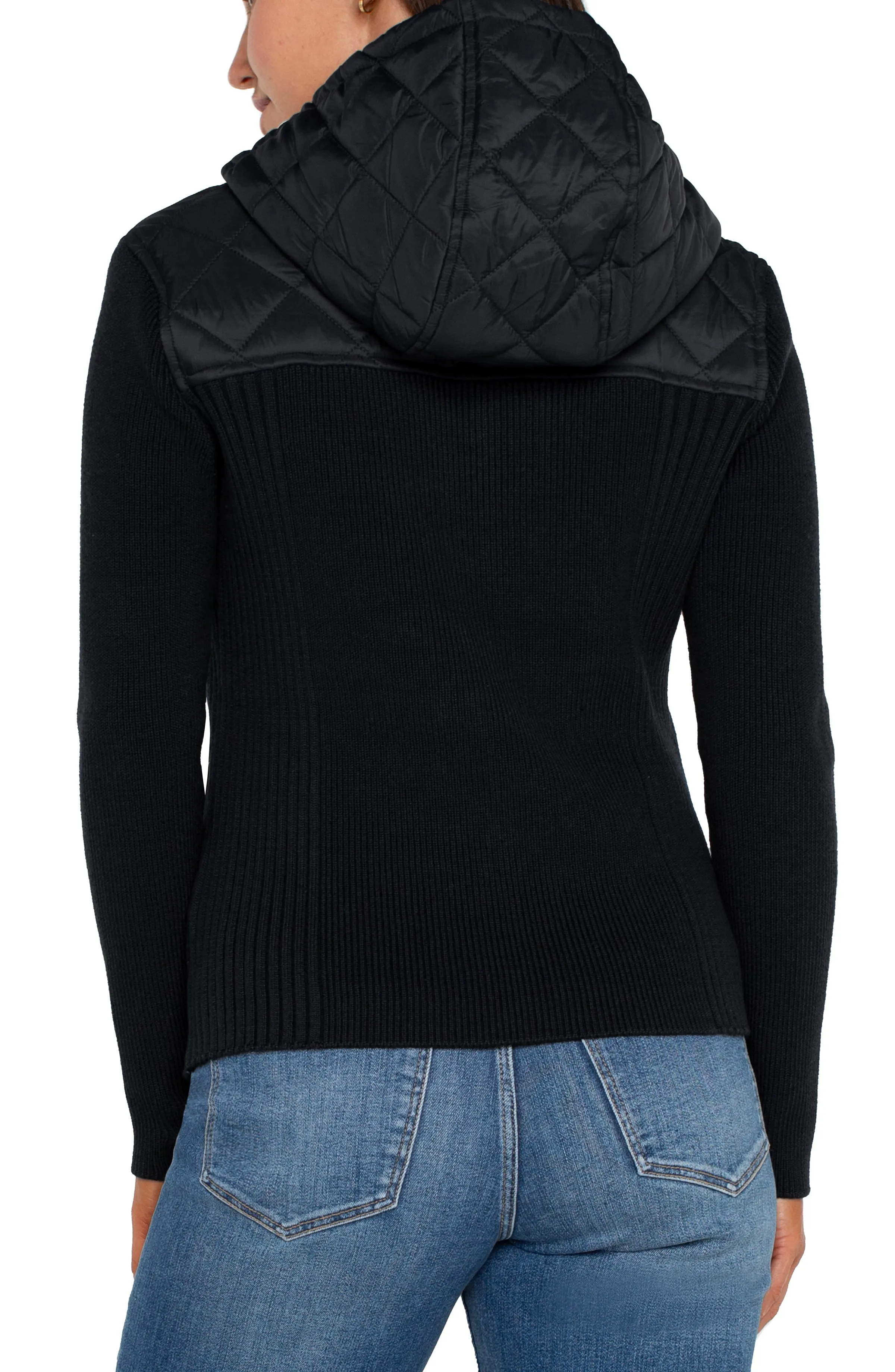 QUILTED FRONT FULL ZIP HOODED SWEATER sold by Liverpool Jeans Company product image thumbnail 2