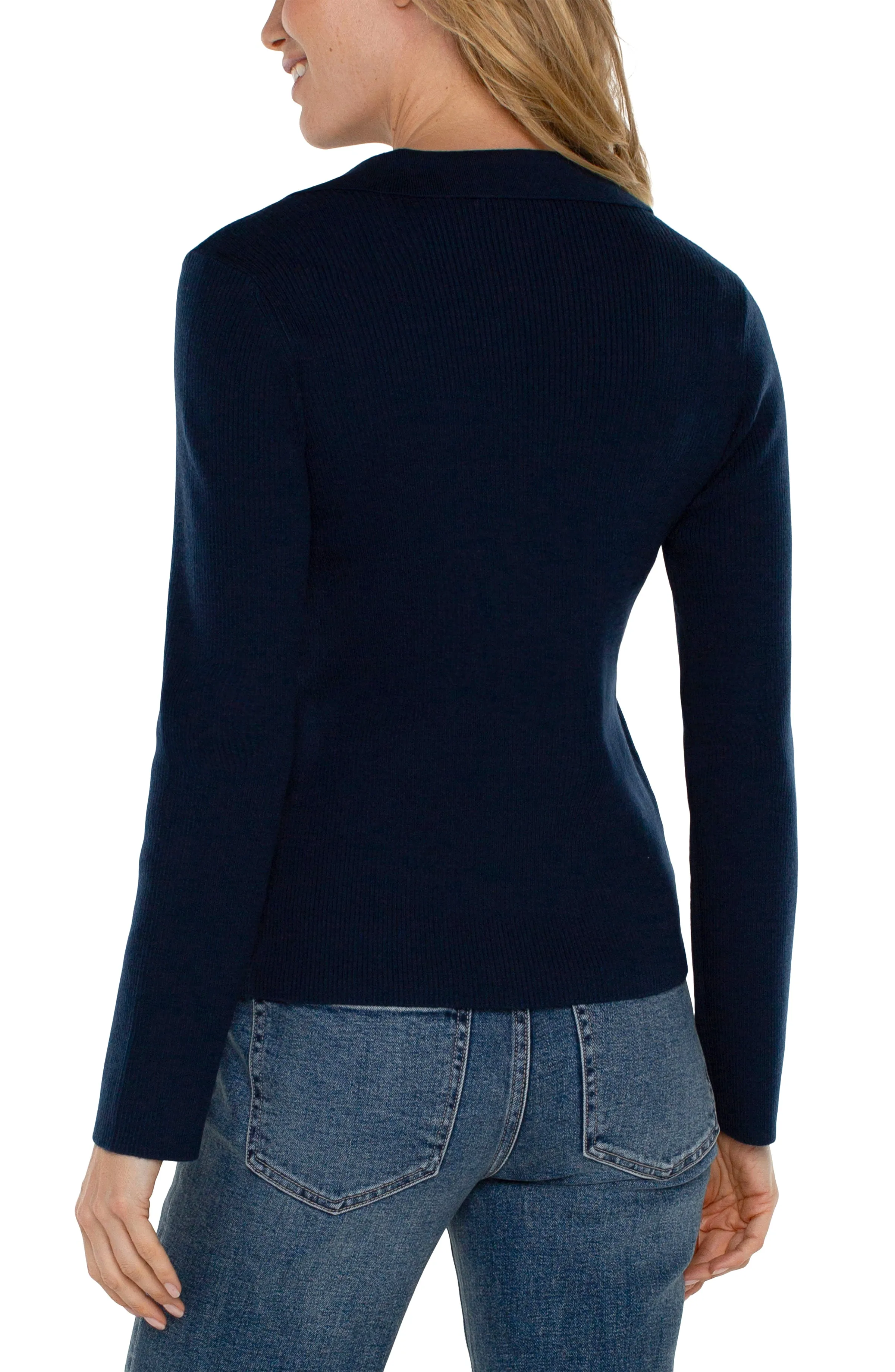 LONG SLEEVE V-NECK COLLARED SWEATER sold by Liverpool Jeans Company product image thumbnail 2