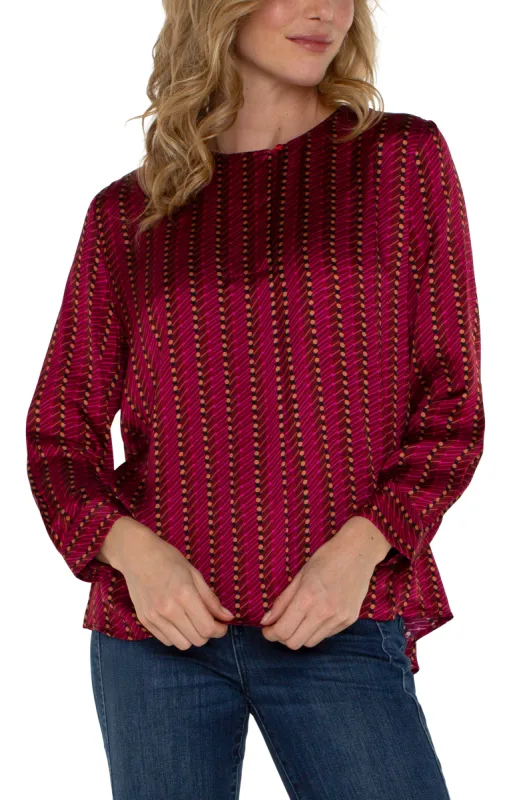 LONG SLEEVE POPOVER WOVEN BLOUSE sold by Liverpool Jeans Company