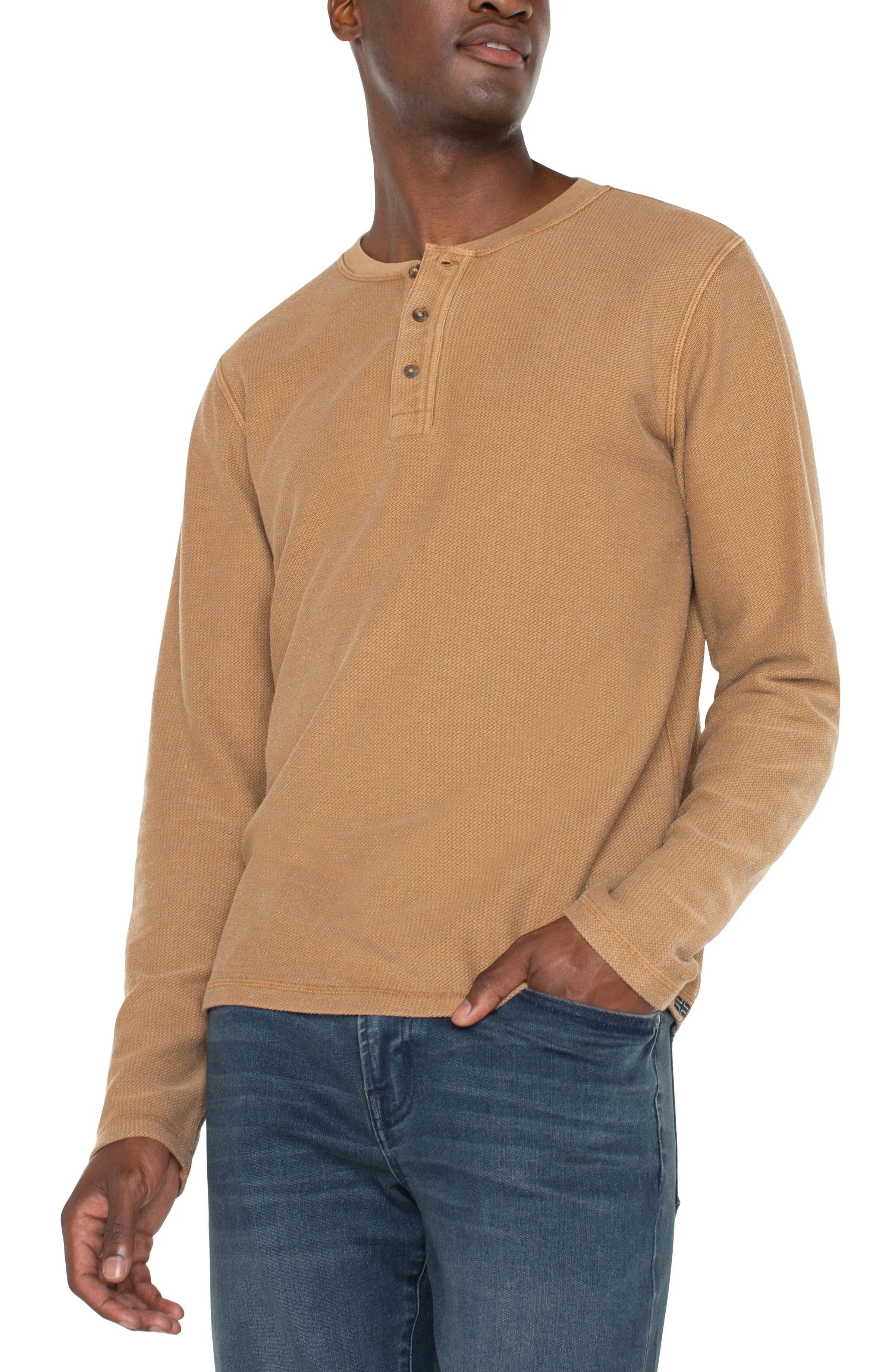 LONG SLEEVE HENLEY sold by Liverpool Jeans Company