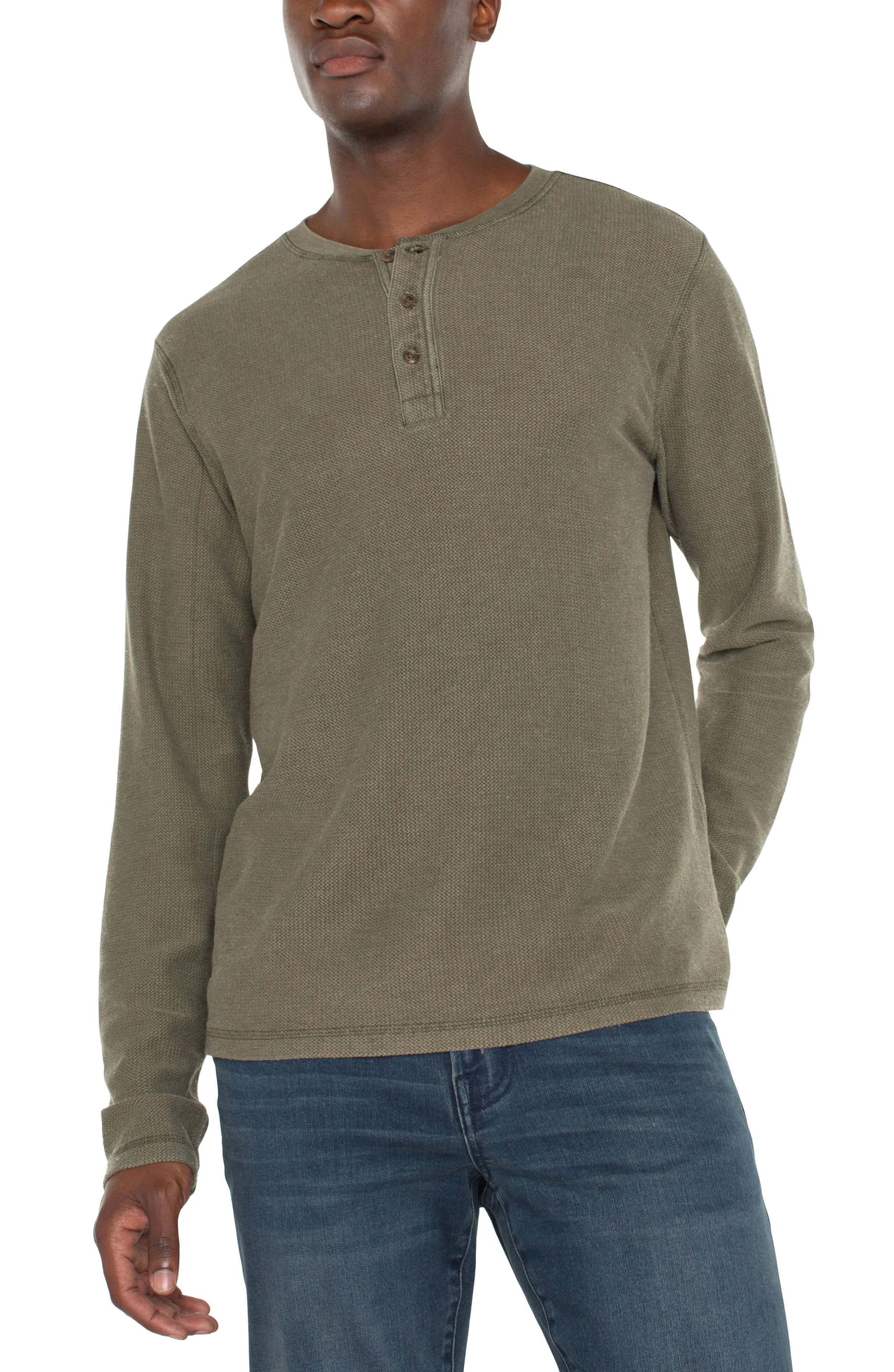 LONG SLEEVE HENLEY sold by Liverpool Jeans Company