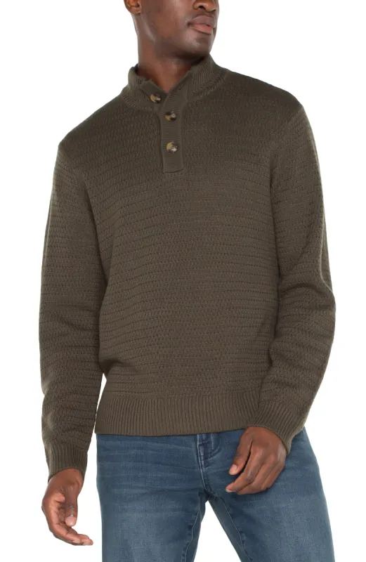 BUTTON MOCK NECK SWEATER sold by Liverpool Jeans Company