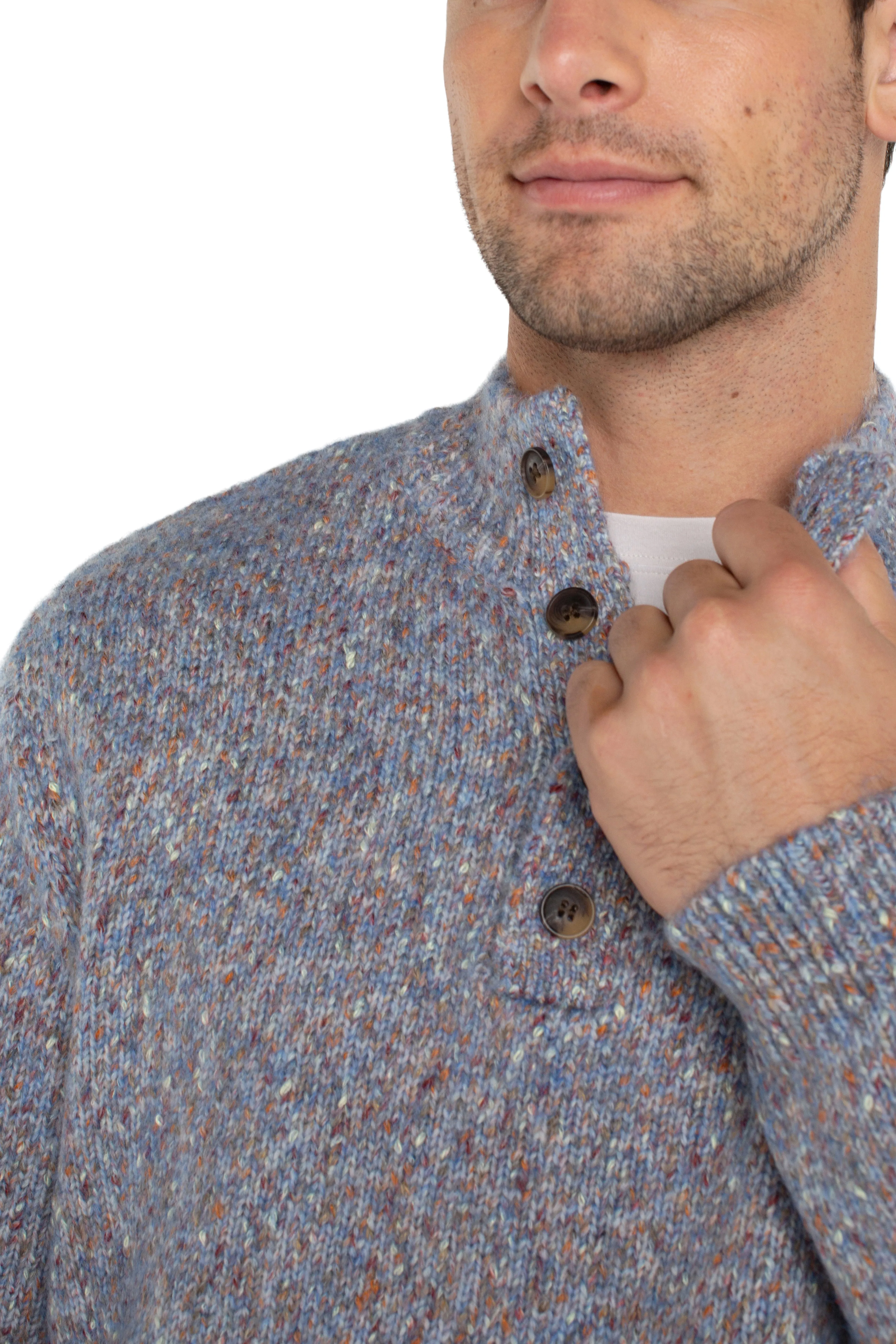 BUTTON MOCK NECK SWEATER sold by Liverpool Jeans Company product image thumbnail 3
