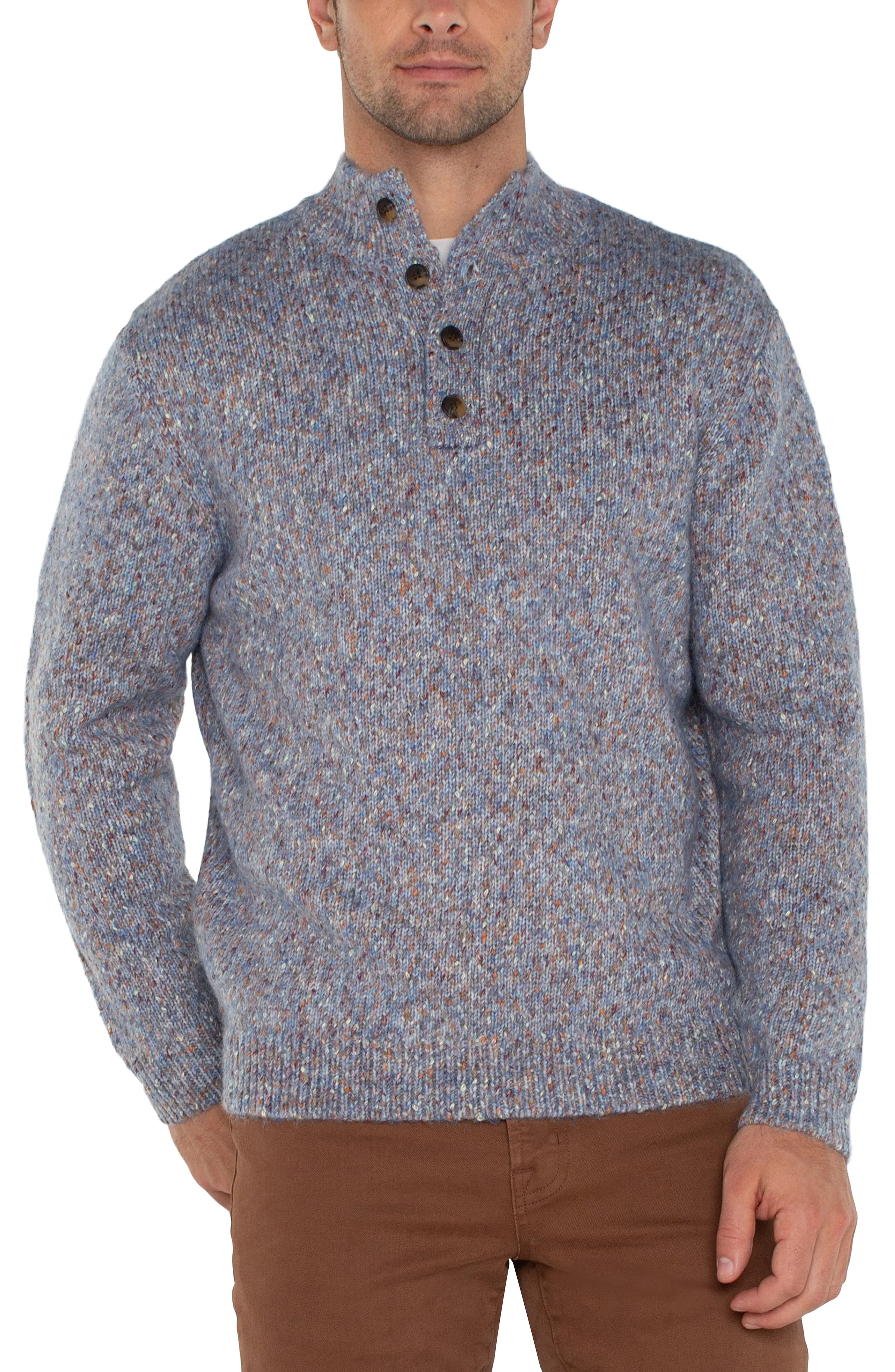 BUTTON MOCK NECK SWEATER sold by Liverpool Jeans Company product image thumbnail 4
